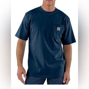 Carhartt Men's Loose Fit Heavyweight Short Sleeve Pocket T-Shirt, Blue, Size XL